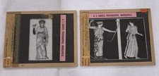 Lot of 2 Vtg 30s Glass Slides Women s Costume Design Greek Roman Period