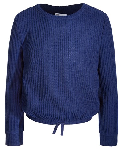 Epic Threads Long-Sleeve Waffle Shirt Girls 6X Navy Sea Solid Crew Neck Pullover - 第 1/16 張圖片