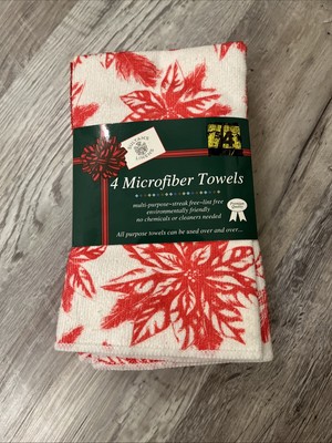4 Red And White Microfiber Towels
