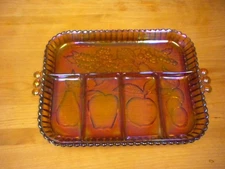Vintage Indiana Glass Fruit & Relish Tray Divided Marigold