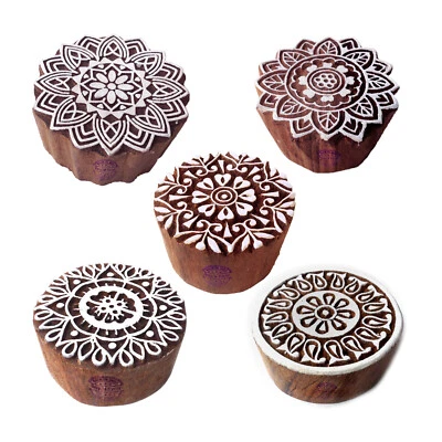 ROYAL KRAFT Indisch Entwürfe Blumen und Mandala Holz Stempel für Drucken (Set von 5)
