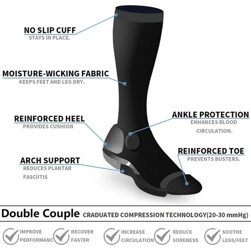 10-15 mmHg Compression Stockings Men Women Relief Varicose Veins Support Hose - Picture 10 of 26