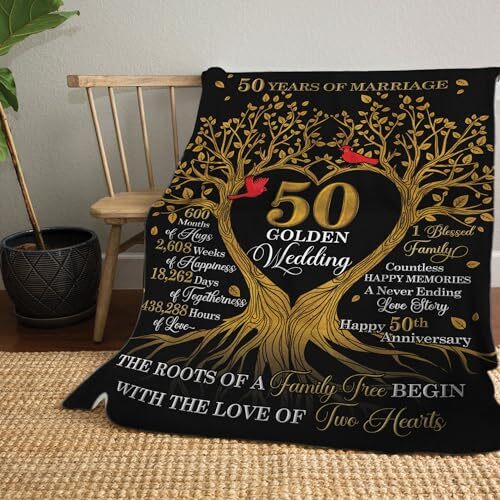 50th Anniversary Blanket Gifts, Gift for 50th Wedding Anniversary, 50 50"x60" 2 - Picture 6 of 7