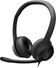 Black H390 Wired Headset for PC/Laptop, Stereo, Noise-Cancelling Mic, USB-A