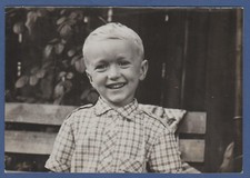 Beautiful boy on the bench, guy smiling Soviet Vintage Photo USSR