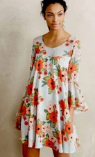 Paper Crown + Paper Rifle Co Anthropologie Fluttered Blooms Swing Dress Large 