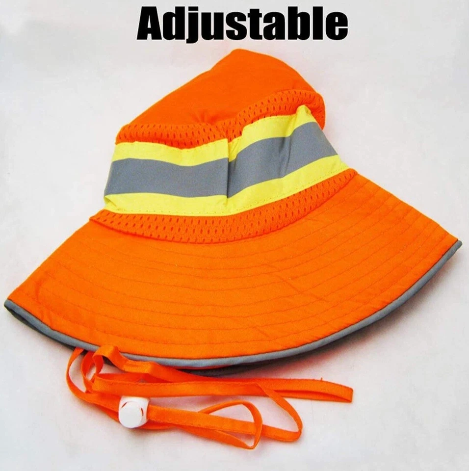 IRONWEAR Unisex Booney Safety Hat Neon Orange Silver Reflective Tape L/XL Lot 2 - Image 3 of 4