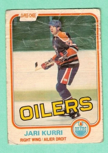 (1) JARI KURRI  1981-82 O-PEE-CHEE # 107 OILERS  ROOKIE POOR CARD (L4153)