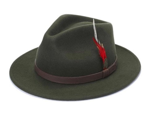 Sombrero Fedora 100 % Lana Unisex Pluma Sombrero Aplastable Ala Ancha Fieltro Sombrero Trilby Sombrero - Imagen 8 de 17