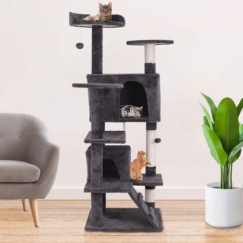 55" Cat Tree Tower Multi-Level Cat Condo Scratching Post Pet Kittens Play House - Picture 5 of 8