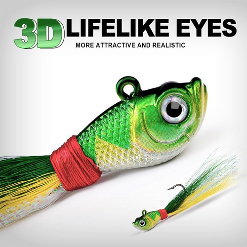 5 Pack Saltwater Bucktail Jigs Head Striper Fluke Bass Teaser Fishing