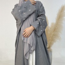 Muslim Abaya Embroidery Kimono Kaftan Women Open Cardigan Maxi Dress Dubai Robe