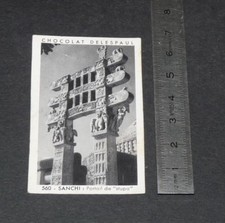 PHOTO CHOCOLAT DELESPAUL-HAVEZ 1950-1960 INDE INDIA SANCHI PORTAIL DE STUPA