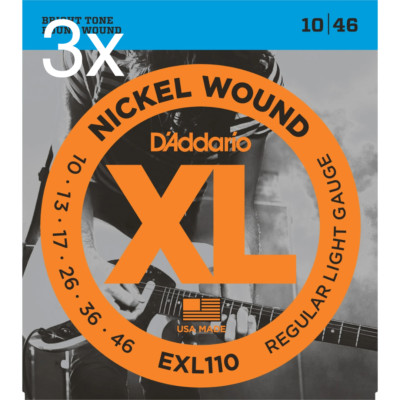 3 x D'Addario EXL110 E-Gitarrensaiten vernickelt 10-46 + 6 Plektren