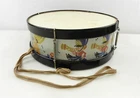 Ohio Art 11" Tin Lithograph Toy Drum Marching Band Silver Black  Bryan OH   T174