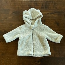 Hanna Andersson Boys Girls 3-6 Months Sherpa Zip Up Hoodie Cream