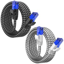 2 Packs Cat 6 Ethernet Cable 8 ft Braided Network RJ45 Gigabit 1000 Mbps
