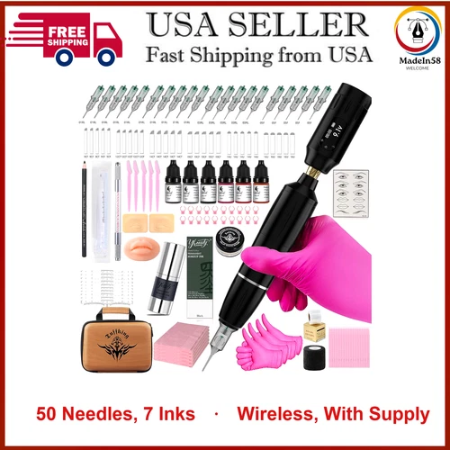 Eyebrow Microblading Tattoo Machine Kit Professional Complete Wireless TattooGun - product listing photo