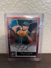 2017 Optic #167 MATT OLSON Rated Rookie Red Prizm Auto ON CARD 35/50. rookie card picture