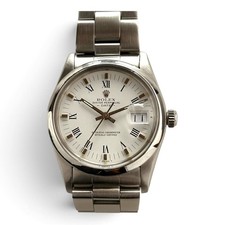 Rolex Date 34 mm Steel Oyster White Roman Automatic Watch 15000 Circa 1982