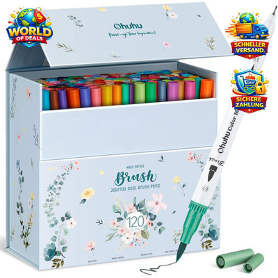 Filzstifte 120 Farben Dual Brush Pen Set Wasserbasiert für Kalligraphie Mandala