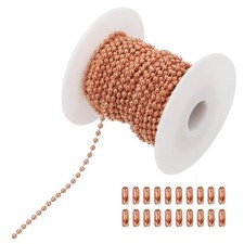 PATIKIL 10m/32.8ft Beaded Ball Chain, 2.4mm Stainless Steel 2.4mm, Rose Gold 