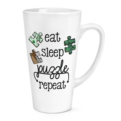 Eat Sleep Puzzle Repeat 17 Unzen großer Latte Becher Tasse lustiges Puzzle Mama