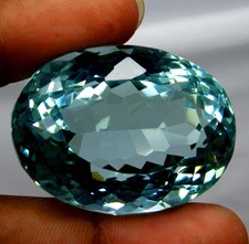 Certified 139.00 Ct Natural Santa Maria Blue Aquamarine Oval Cut Loose Gemstone