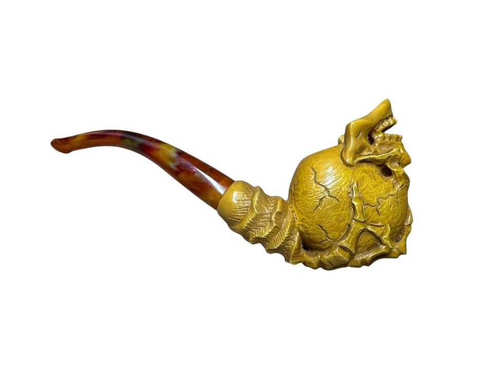 Calavera de espuma de mar hecha a mano tubo esqueleto Foto 3 de 4