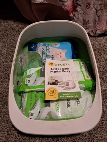 Tidy Cats Breeze Open Cat Litter Box with Grate, Pads, and Pellets