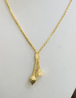 18K massive Gelbgold Hänger Gliederkette Halskette 17 Zoll 14,30 gm (Handarbeit)