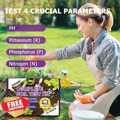 Garden Soil Test Kit 80 Tests 4 in 1 pH Phosphorus Potassium Nitrogen