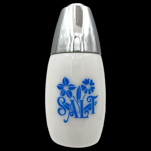 Juego de sal y pimienta Gemco Americana Delft flor 2 oz vidrio blanco vintage años 70 EE. UU. - Imagen 2 de 18