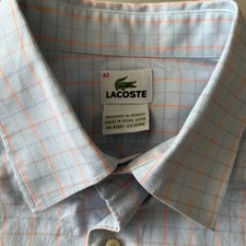 Vintage Lacoste Shirt Mens Size 42 Top Button Up Striped Made In Hong Kong 90s