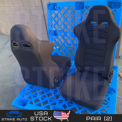 Bride Style Cloth Black Cushion Spoon Seats Reclinable 2 Pieces US Bucket Seats