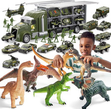 25in1 Military Truck Big Dinosaur Toy Set with Soldiers Toddler Kids Gift