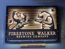 🌟 Firestone Walker Lion vs Bear Corrugated Metal LED Craft Beer Bar Sign Light
