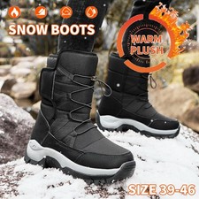 Men's Mid Length Snow Boots Winter Plush Warm Non Slip Outdoor Causal Boots