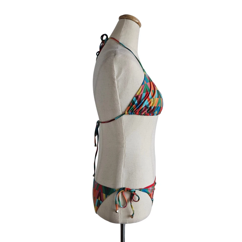 Traje de baño de dos piezas Valentino multicolor con logotipo en V Foto 2 de 4