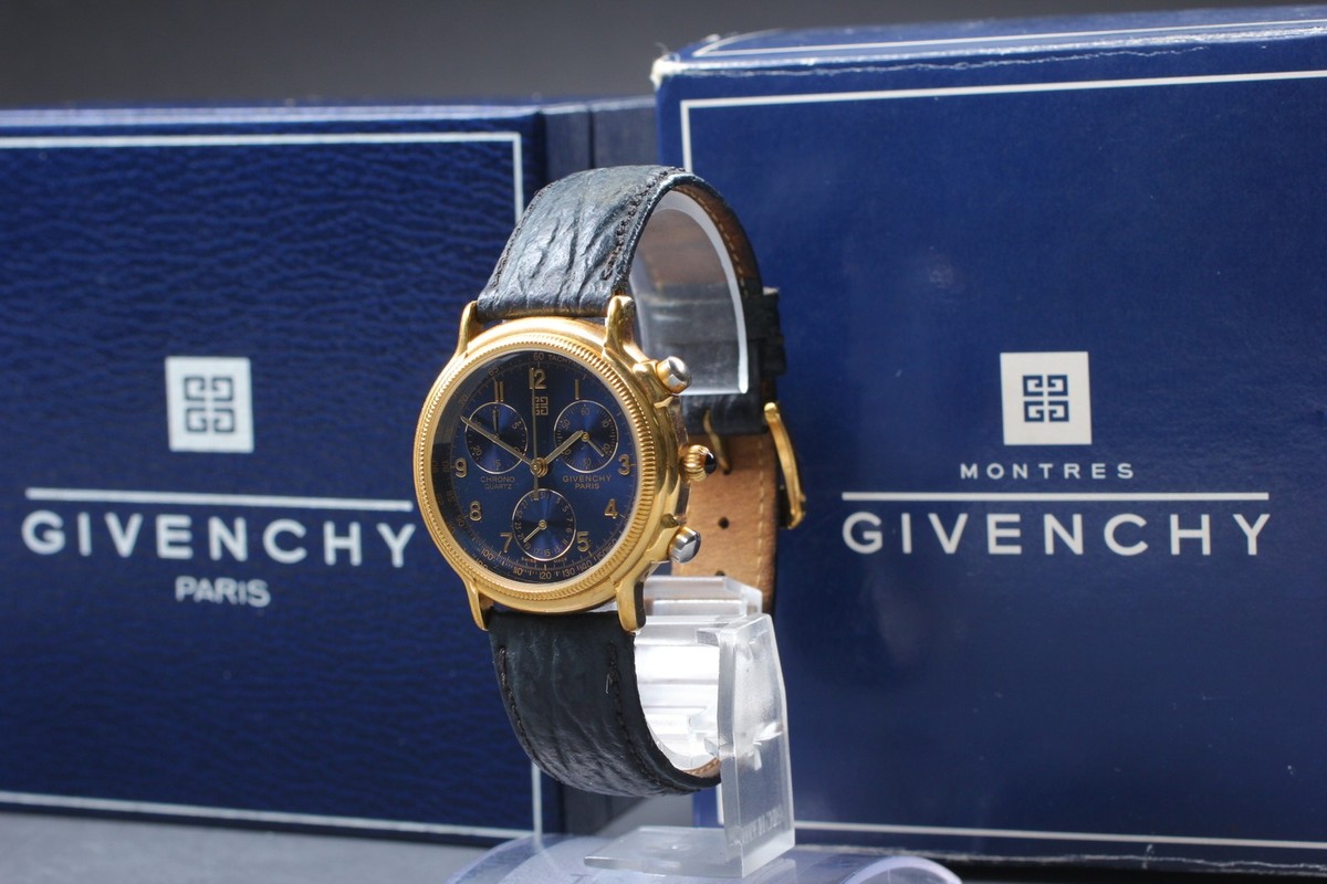 Exc+5/Box/Papers] Givenchy Pacific Chronograph Blue Gold Watch 