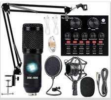 Podcast Equipment Bundle, BM-800 Mic Kit with Live Sound Card, Adjustable Mic