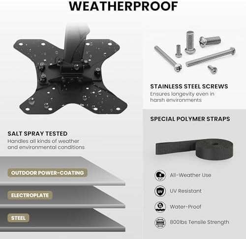 Zebozap ZZTVA2022 DIY NO Drill Full Motion Gazebo TV Mount | Outdoor TV Mount |H