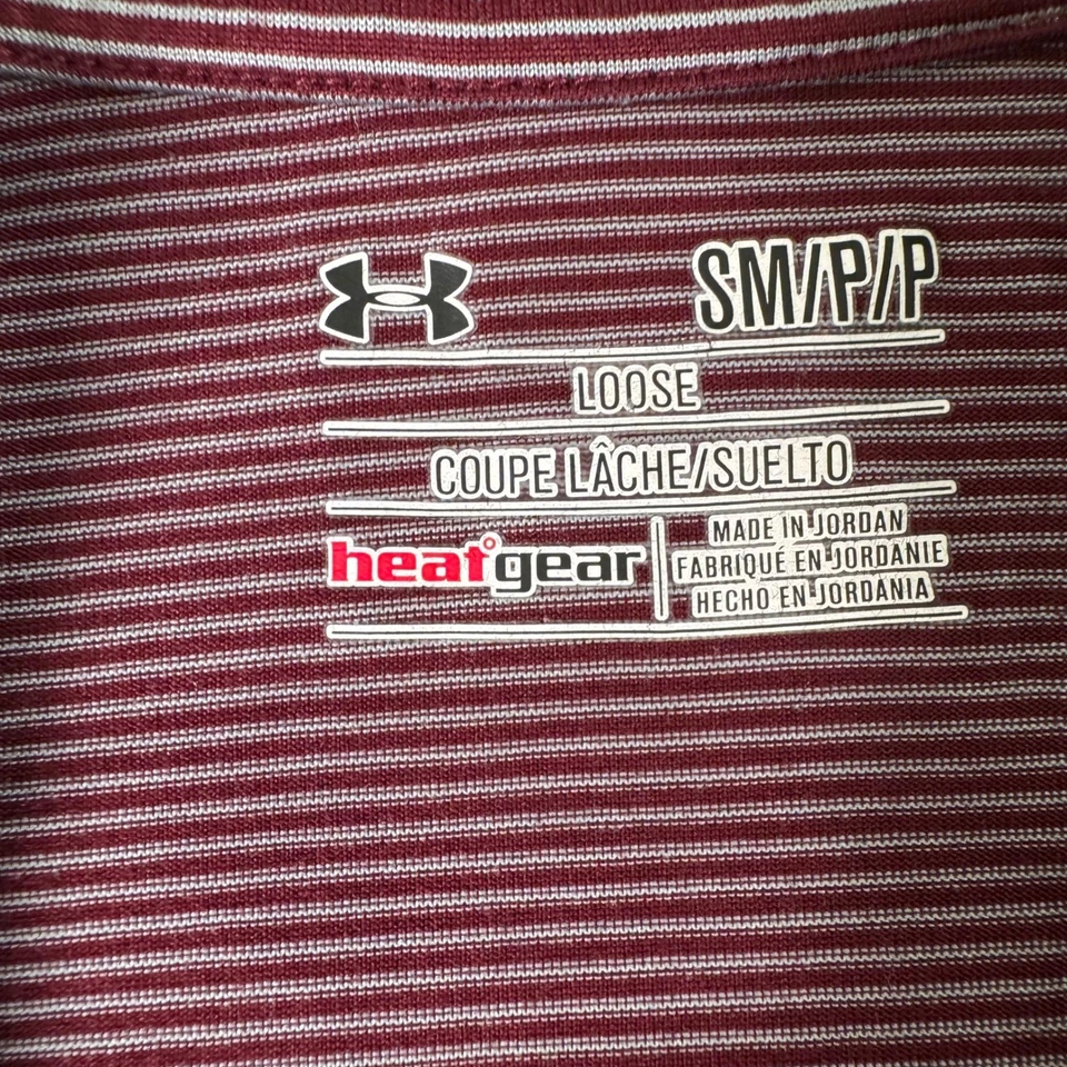 Pullover Under Armour HeatGear 1/4 cremallera para mujer pequeño granate a rayas manga larga Foto 4 de 4