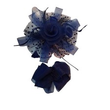 Womens Fascinators Feathers Tea Hat Hair 2PC Clip For 20s Wedding Church Blue