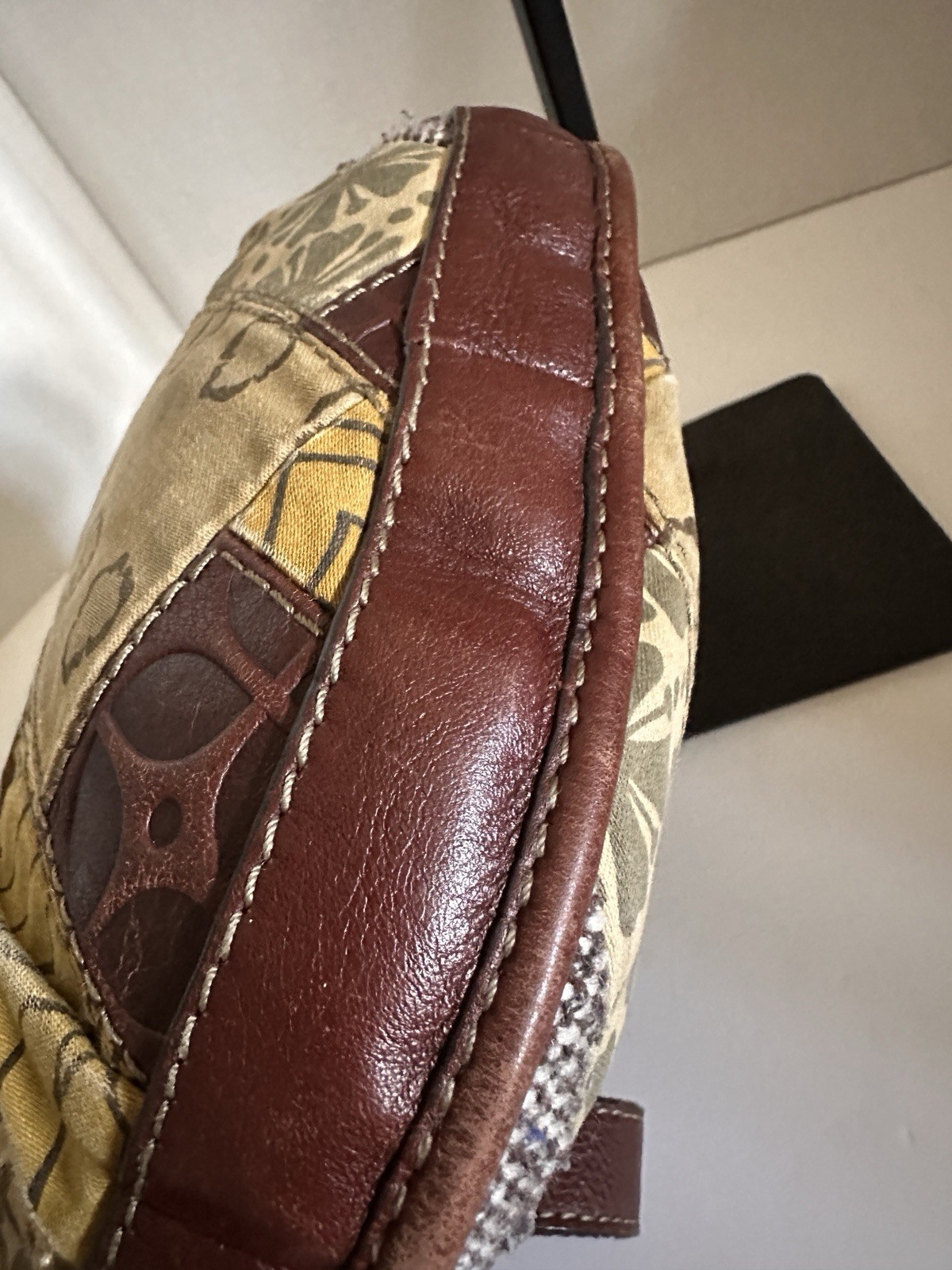 Fossil Patchwork Leather Trim Boho Crossbody Shou… - image 7