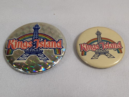 2 Kings Island Pinback Regenbogen Vintage Ohio Vergnügungspark Messe Karneval Button - Bild 1 von 7