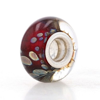 NEW Chamilia Murano Glass Bead - Sterling Silver Charm Red & Blue Bubbles