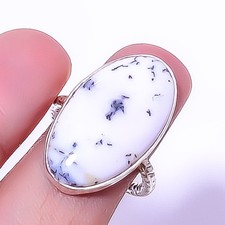 Dendritic Opal - Brazil 925 Sterling Silver Jewelry Ring s.8 R5847-12