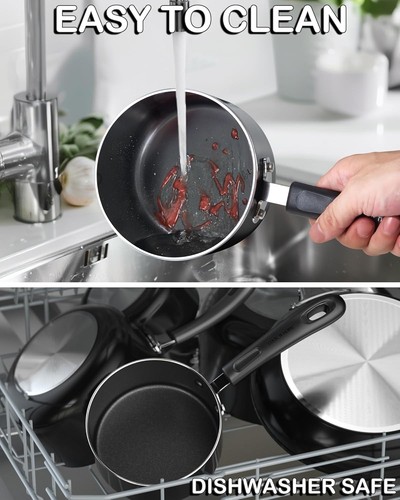Versatile 3-Quart Nonstick Saucepan with Tempered Glass Lid – Black Aluminum - Picture 8 of 9