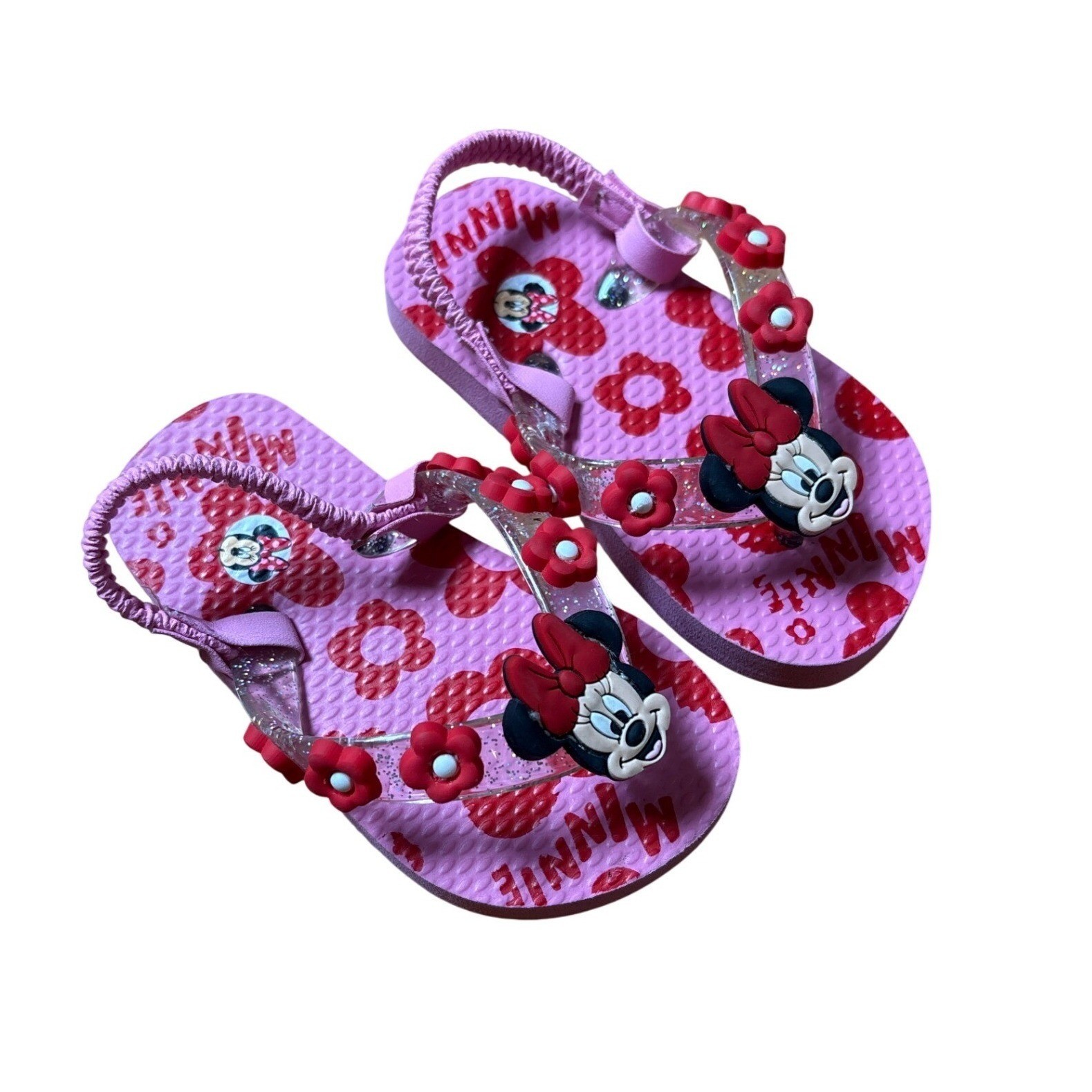 Disney Minnie Mouse Sandals Toddler Girls Pink Flower Slingback SIZE 5/6